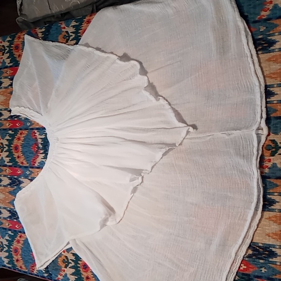 Rip Curl Ladies White Gauze Beach Cover Up/ Top Size Large Lace V-Neck - Picture 7 of 13